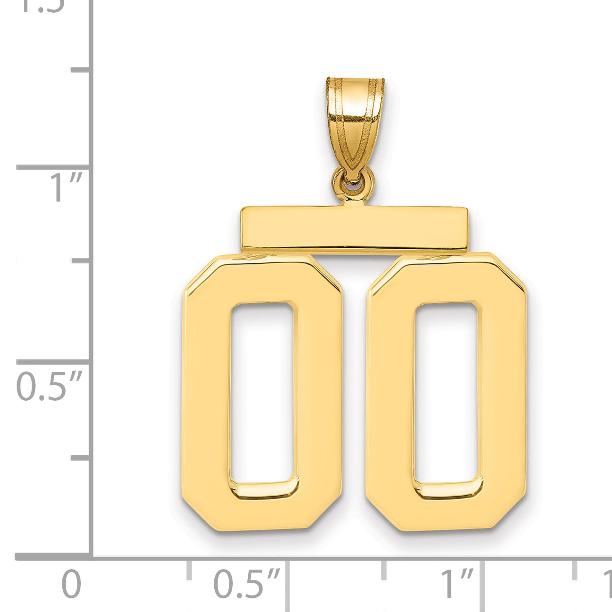 10K Yellow Gold Large Polished Number 00 Charm