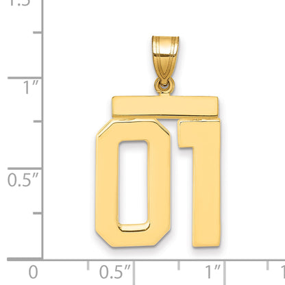 10K Yellow Gold Large Polished Number 01 Charm