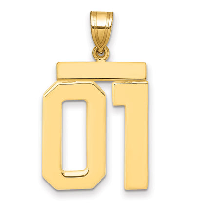 10K Yellow Gold Large Polished Number 01 Charm