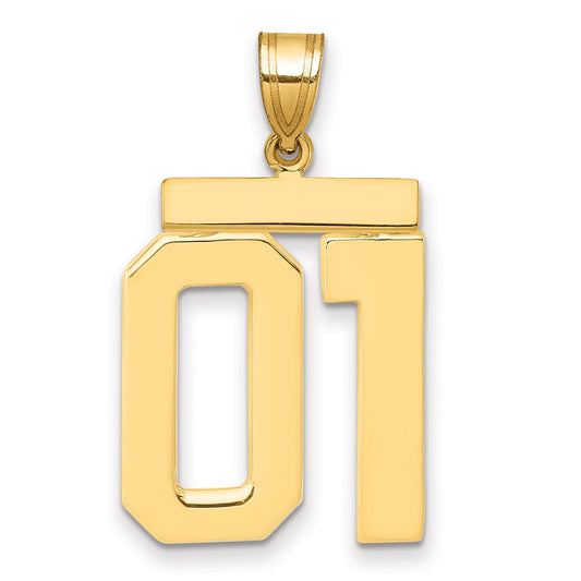 10K Yellow Gold Large Polished Number 01 Charm