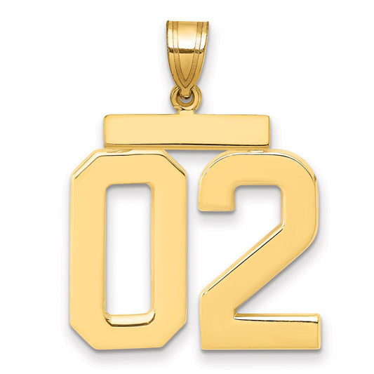10K Yellow Gold Large Polished Number 02 Charm