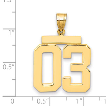 10K Yellow Gold Large Polished Number 03 Charm