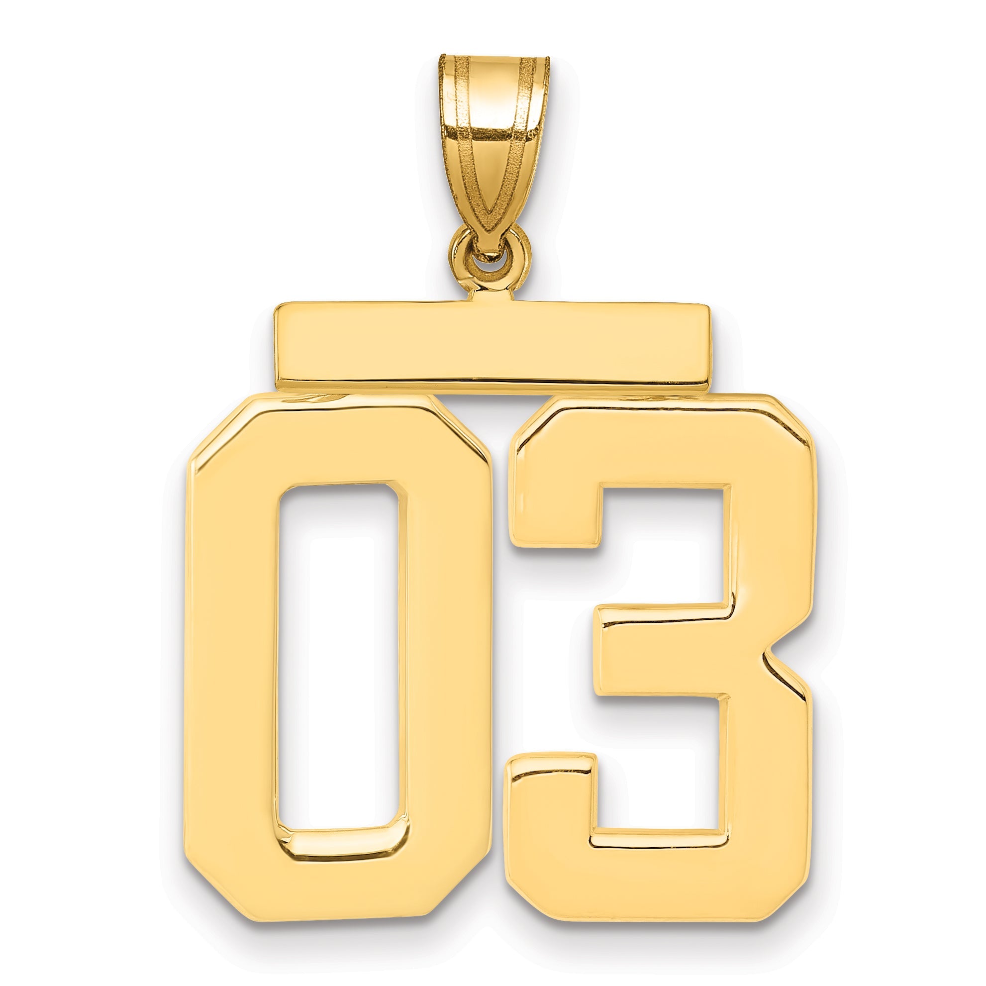 10K Yellow Gold Large Polished Number 03 Charm
