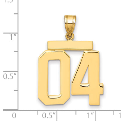 10K Yellow Gold Large Polished Number 04 Charm