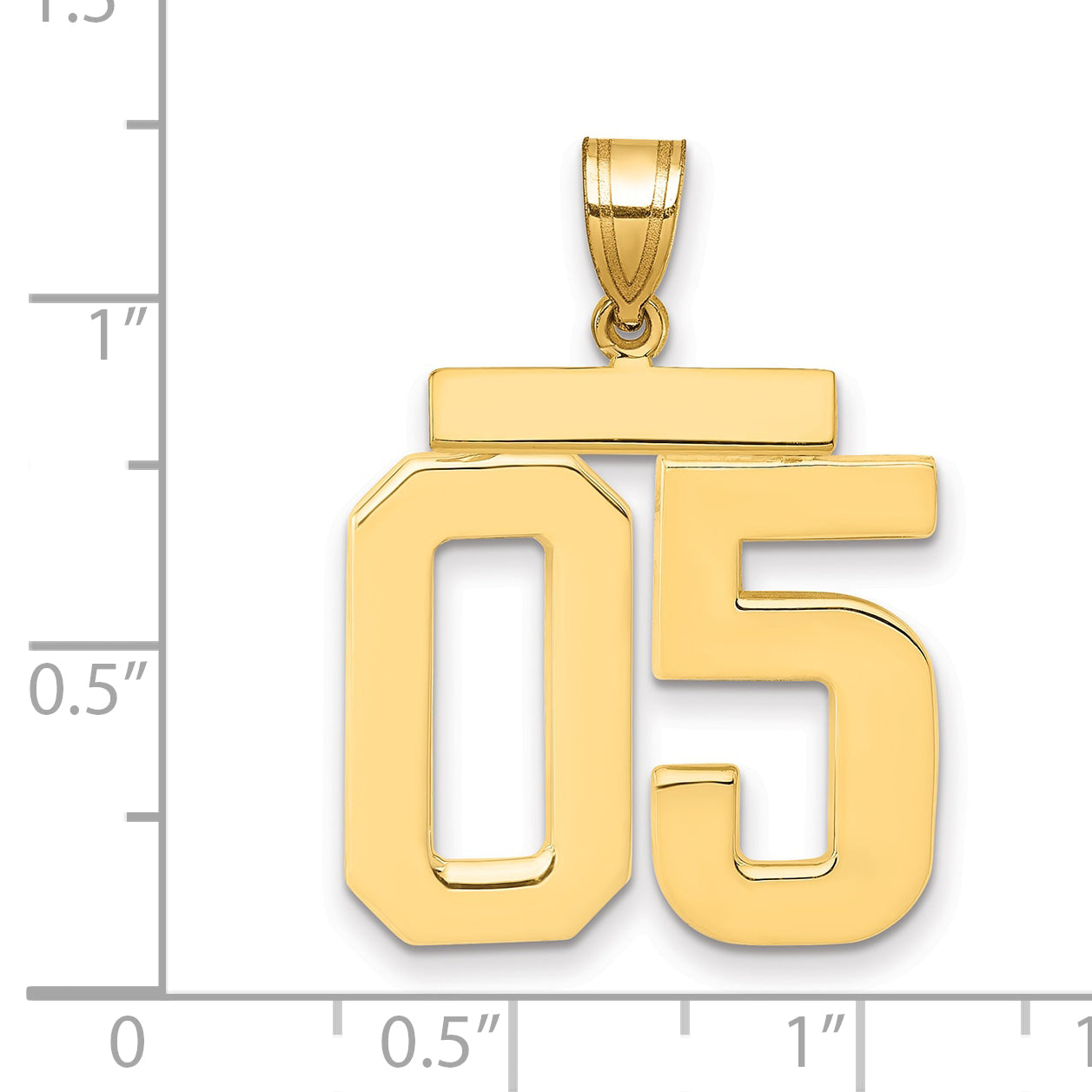 10K Yellow Gold Large Polished Number 05 Charm