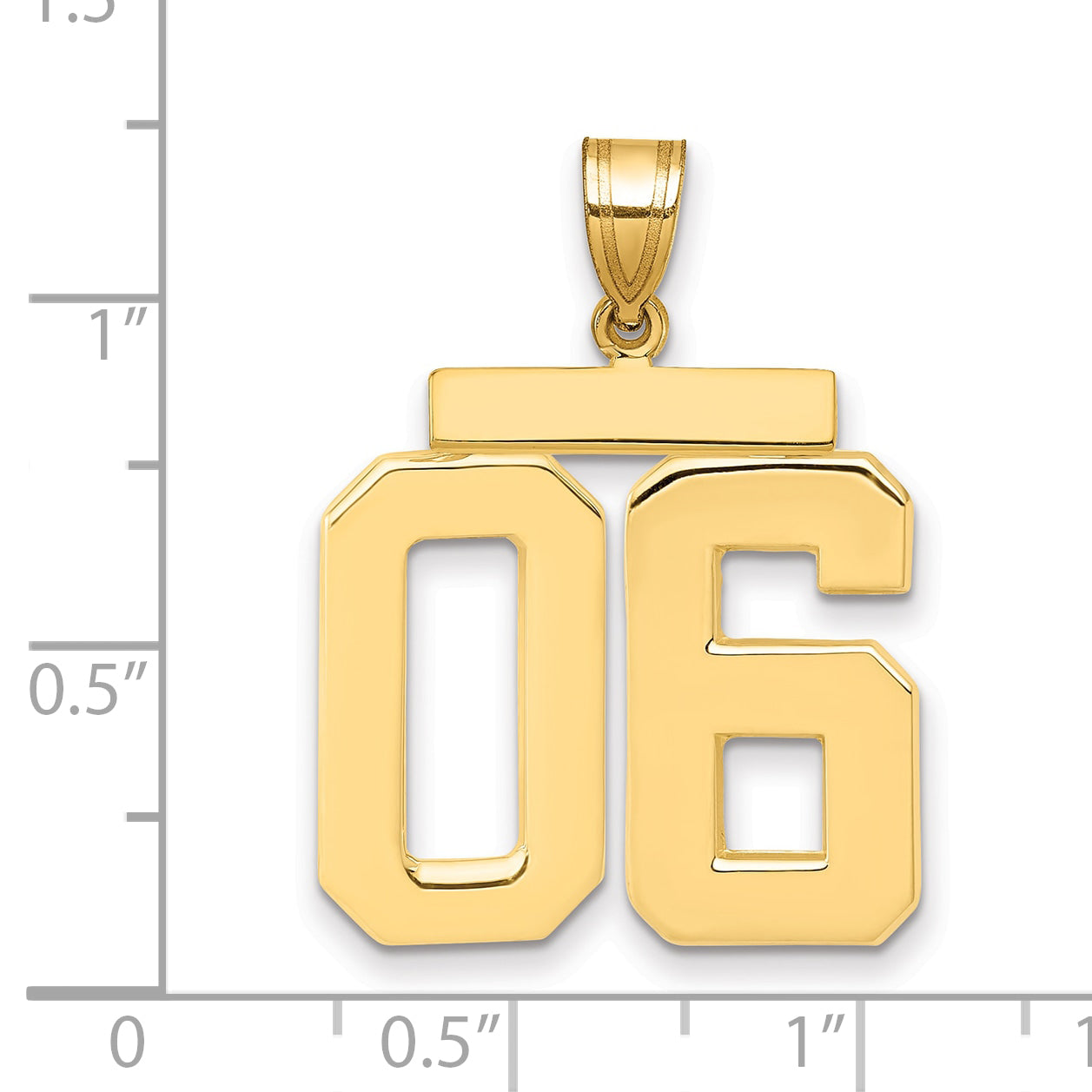 10K Yellow Gold Large Polished Number 06 Charm
