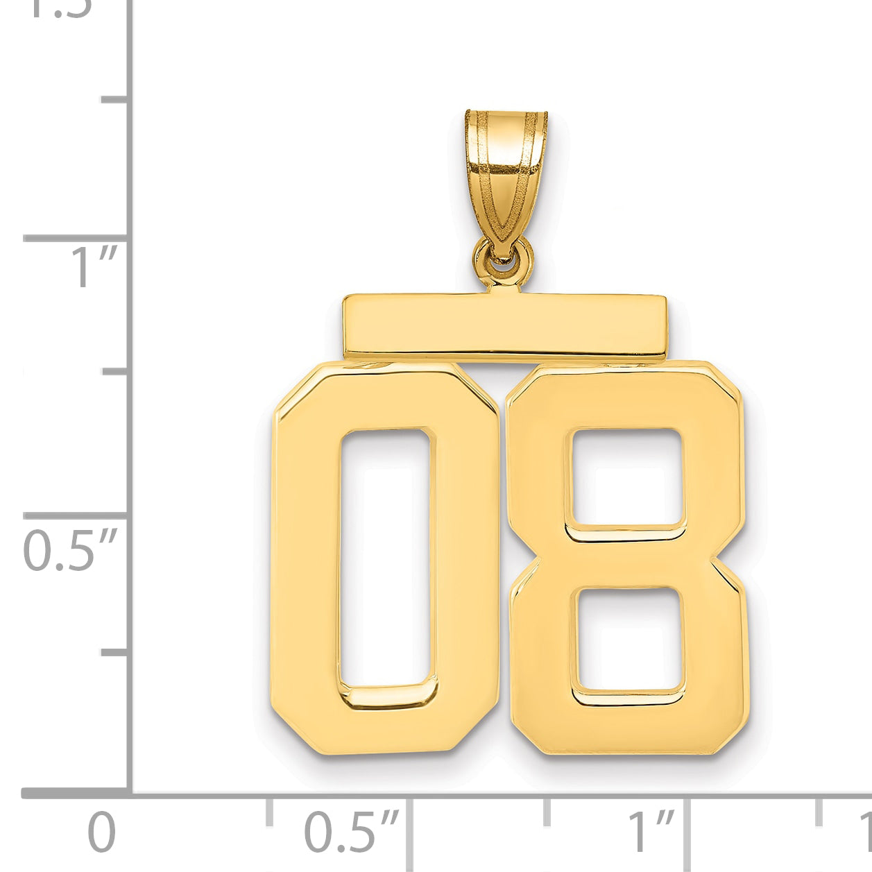10K Yellow Gold Large Polished Number 08 Charm
