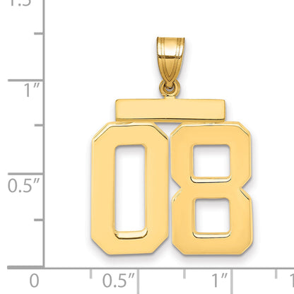 10K Yellow Gold Large Polished Number 08 Charm