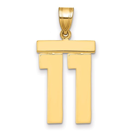 10K Yellow Gold Large Polished Number 11 Charm