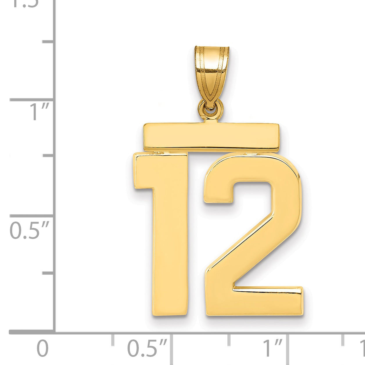 10K Yellow Gold Large Polished Number 12 Charm