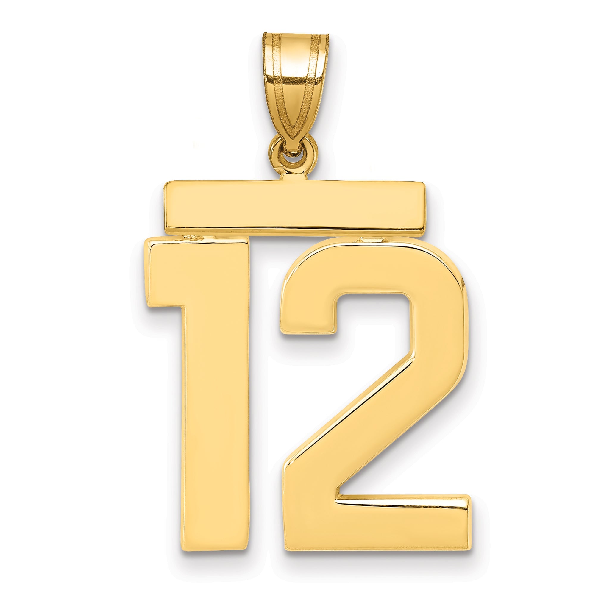 10K Yellow Gold Large Polished Number 12 Charm