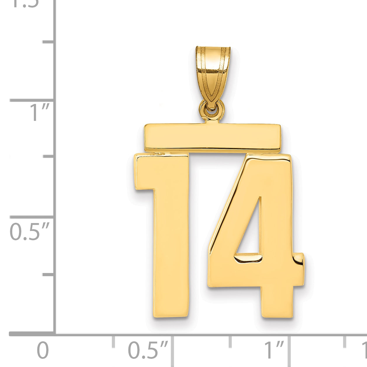 10K Yellow Gold Large Polished Number 14 Charm