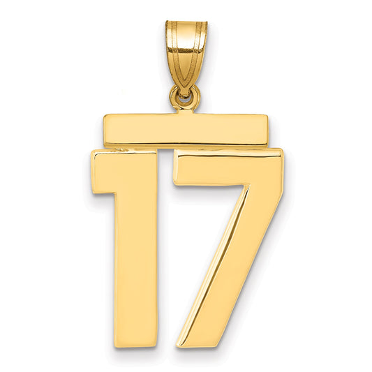 10K Yellow Gold Large Polished Number 17 Charm