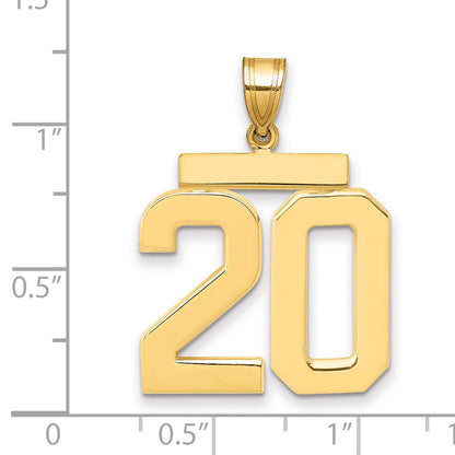 10K Yellow Gold Large Polished Number 20 Charm