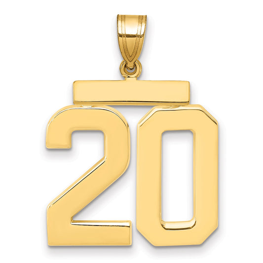 10K Yellow Gold Large Polished Number 20 Charm