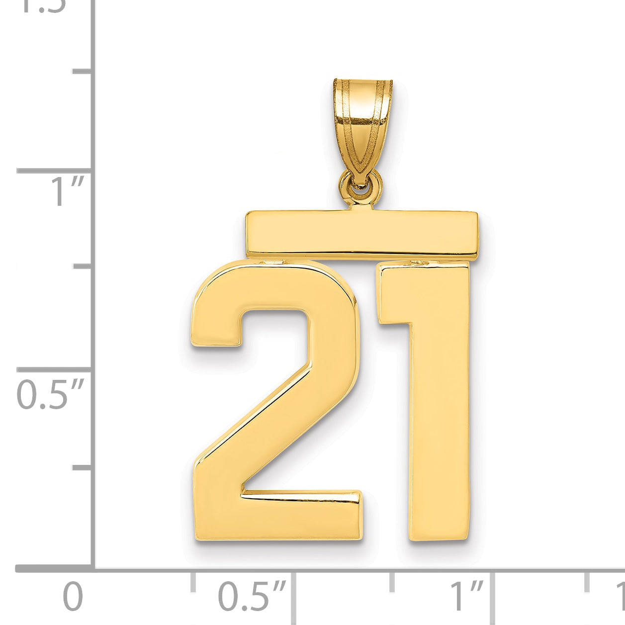 10K Yellow Gold Large Polished Number 21 Charm