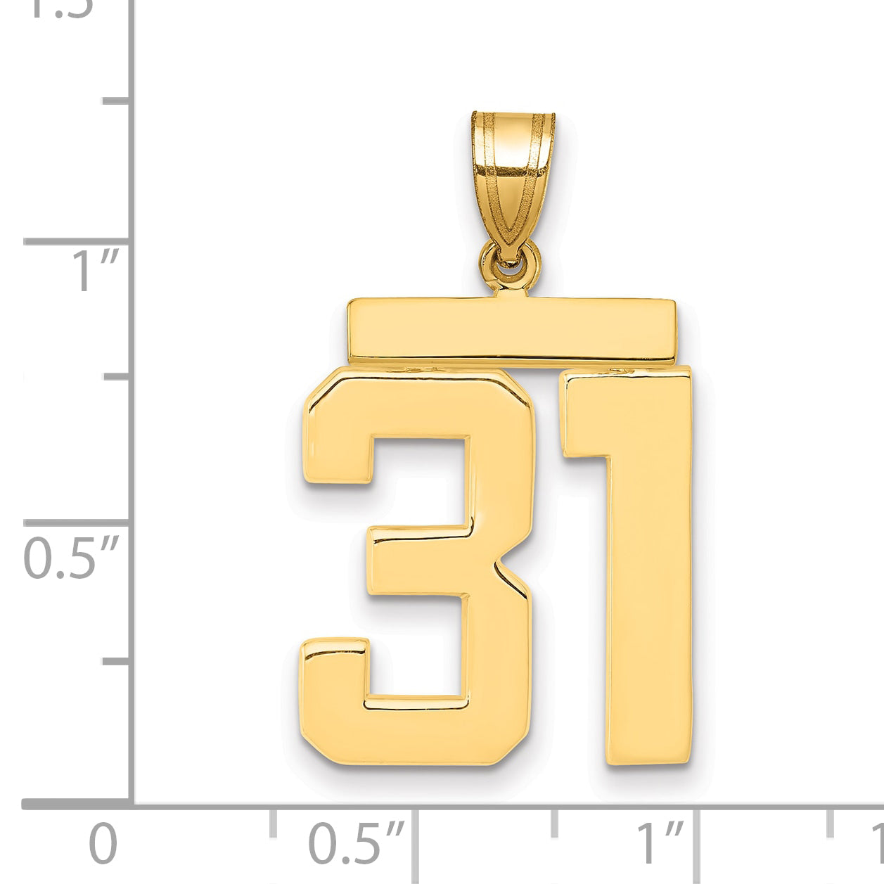 10K Yellow Gold Large Polished Number 31 Charm
