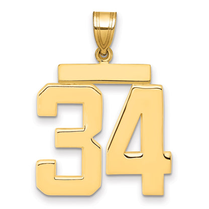 10K Yellow Gold Large Polished Number 34 Charm