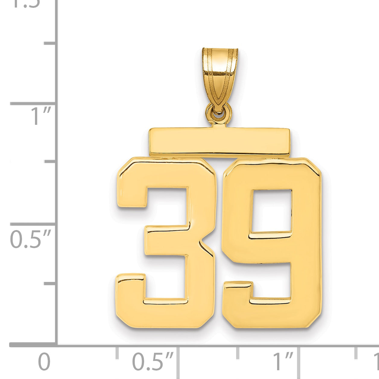 10K Yellow Gold Large Polished Number 39 Charm