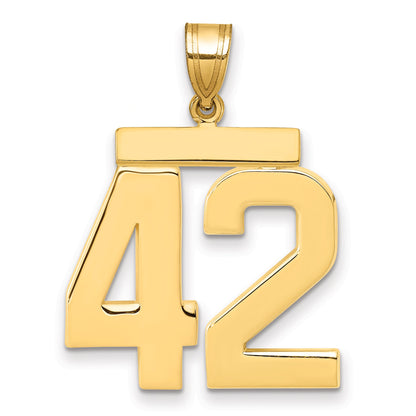 10K Yellow Gold Large Polished Number 42 Charm