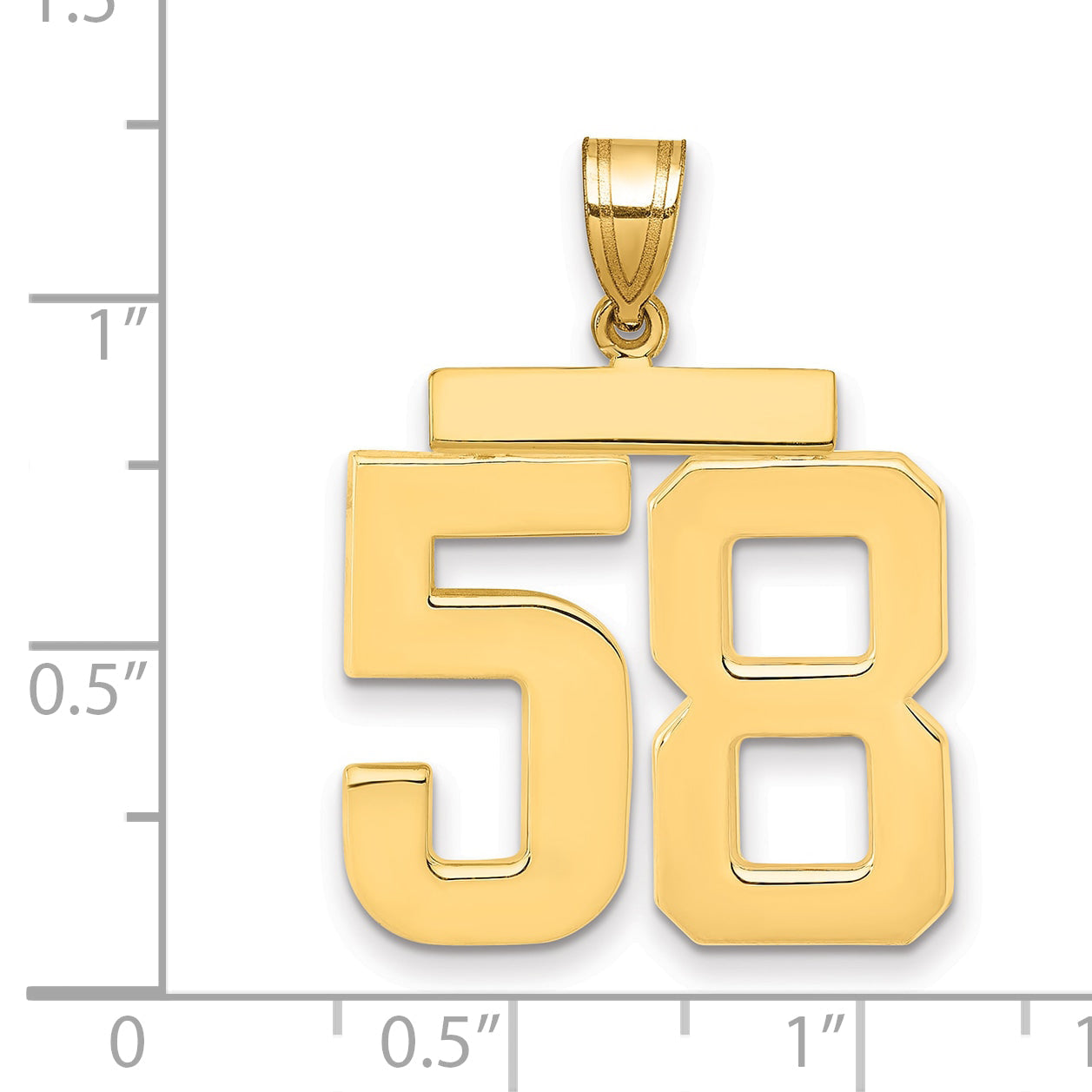 10K Yellow Gold Large Polished Number 58 Charm