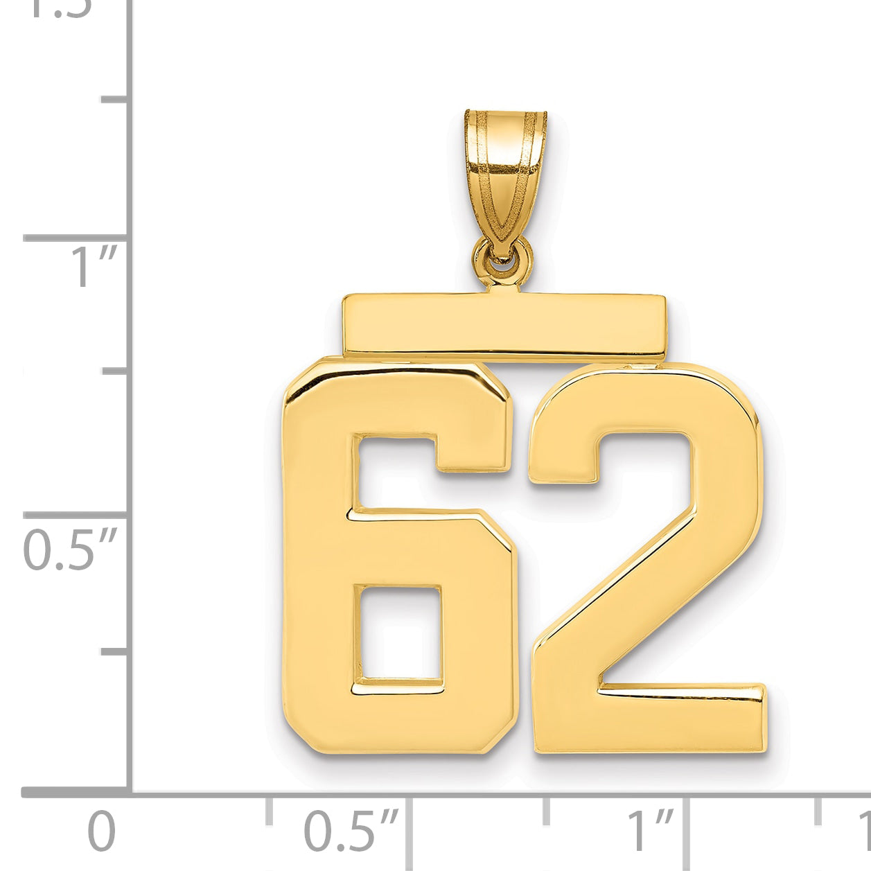 10K Yellow Gold Large Polished Number 62 Charm