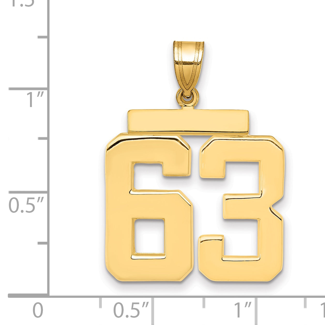 10K Yellow Gold Large Polished Number 63 Charm