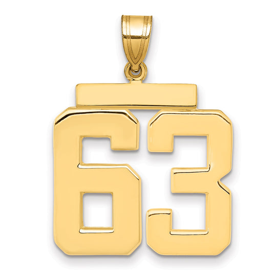 10K Yellow Gold Large Polished Number 63 Charm