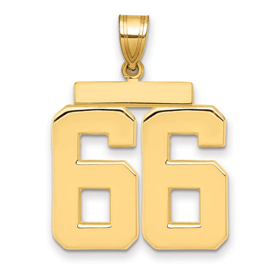 10K Yellow Gold Large Polished Number 66 Charm