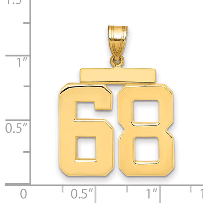 10K Yellow Gold Large Polished Number 68 Charm