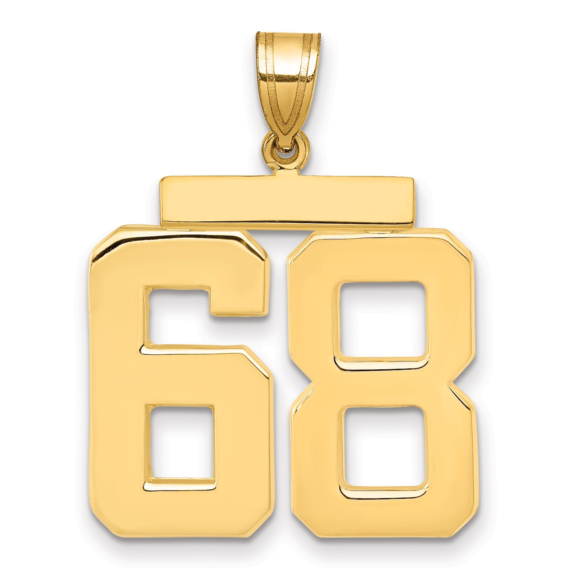 10K Yellow Gold Large Polished Number 68 Charm