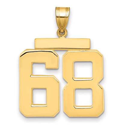 10K Yellow Gold Large Polished Number 68 Charm