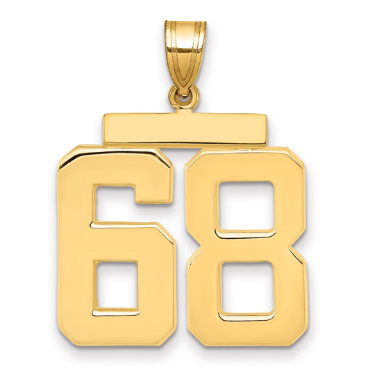 10K Yellow Gold Large Polished Number 68 Charm