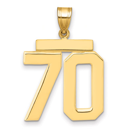 10K Yellow Gold Large Polished Number 70 Charm