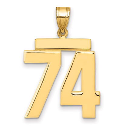 10K Yellow Gold Large Polished Number 74 Charm