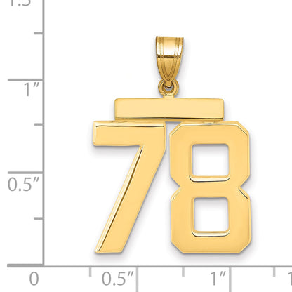 10K Yellow Gold Large Polished Number 78 Charm