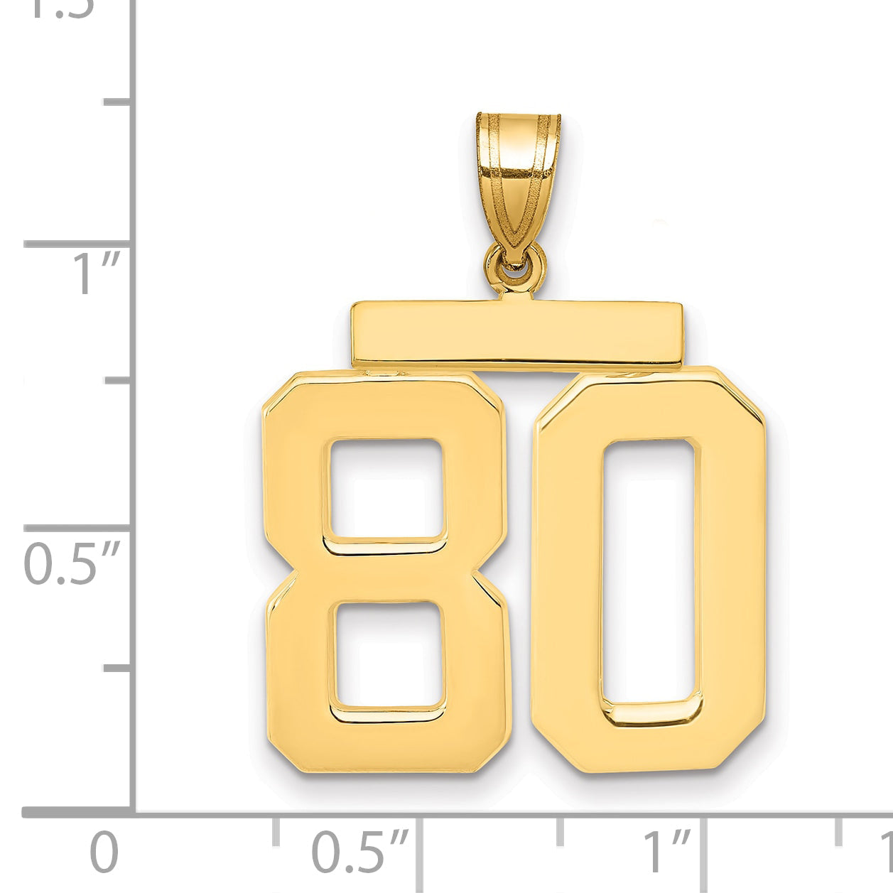 10K Yellow Gold Large Polished Number 80 Charm