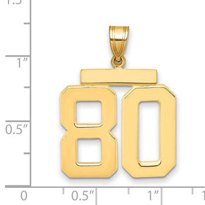 10K Yellow Gold Large Polished Number 80 Charm