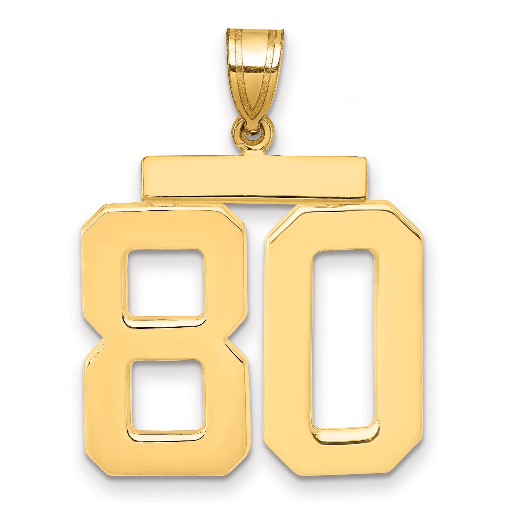 10K Yellow Gold Large Polished Number 80 Charm
