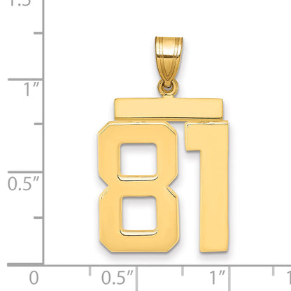 10K Yellow Gold Large Polished Number 81 Charm