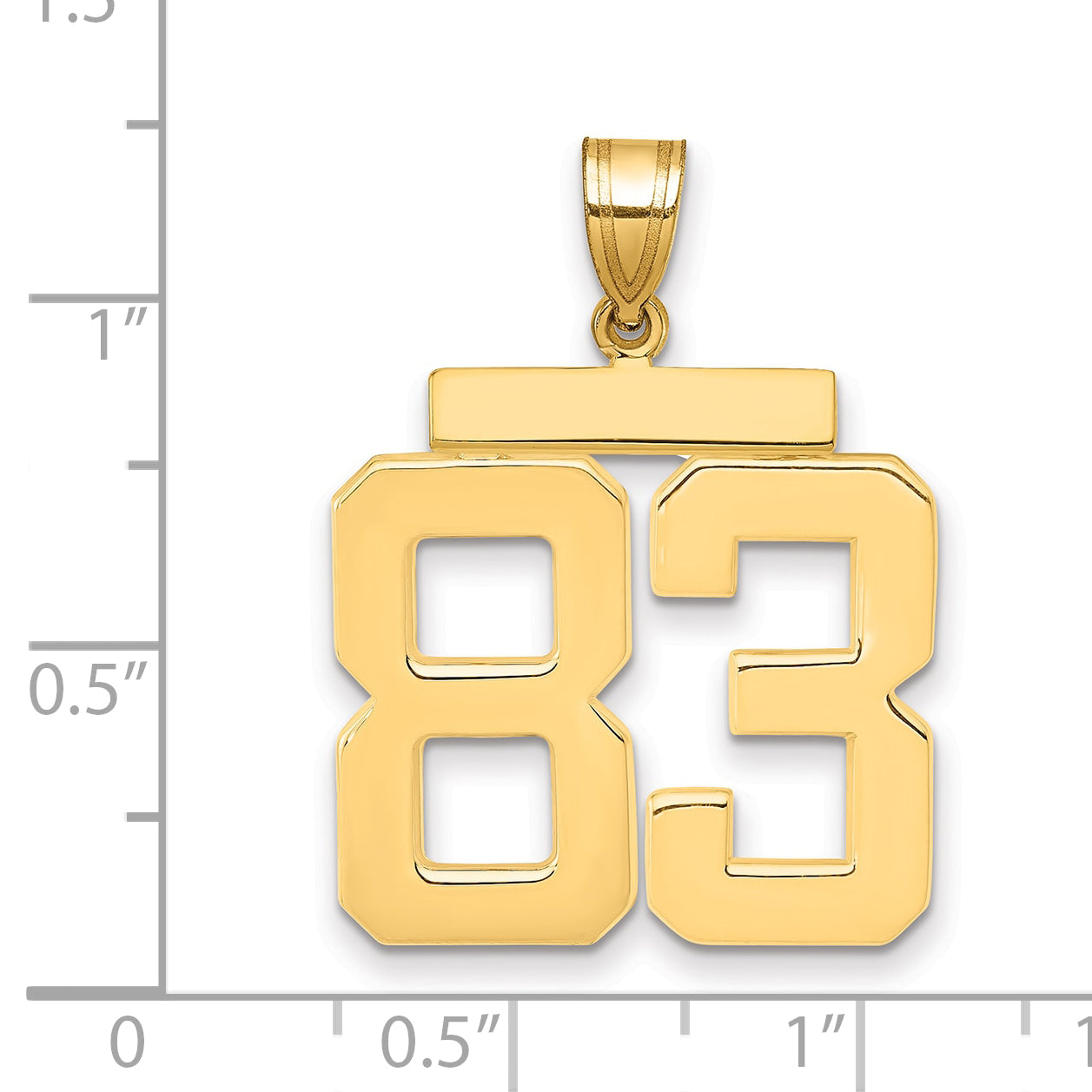 10K Yellow Gold Large Polished Number 83 Charm