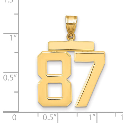 10K Yellow Gold Large Polished Number 87 Charm