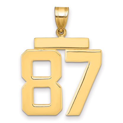 10K Yellow Gold Large Polished Number 87 Charm