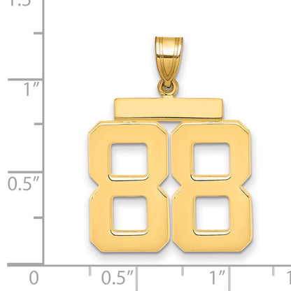 10K Yellow Gold Large Polished Number 88 Charm