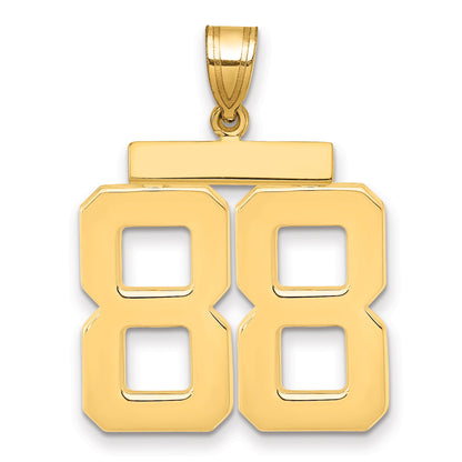 10K Yellow Gold Large Polished Number 88 Charm