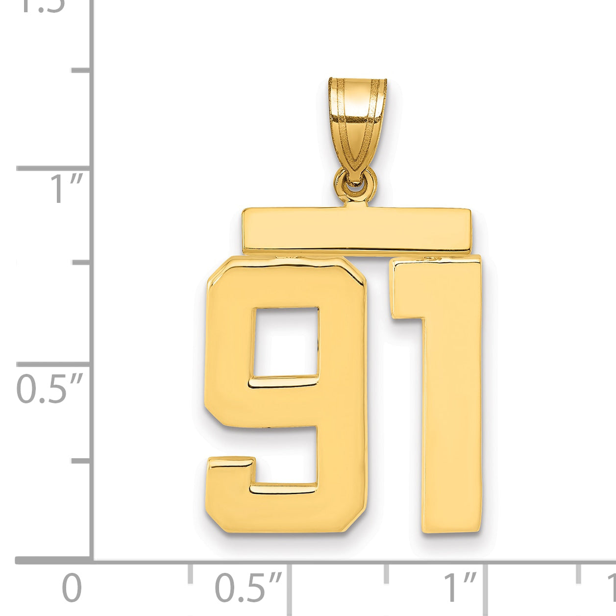 10K Yellow Gold Large Polished Number 91 Charm