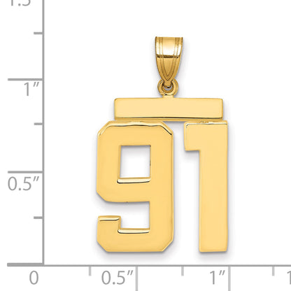 10K Yellow Gold Large Polished Number 91 Charm