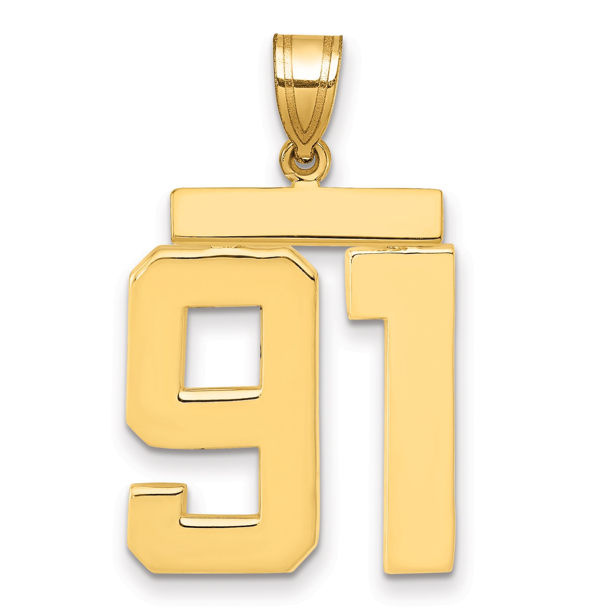 10K Yellow Gold Large Polished Number 91 Charm