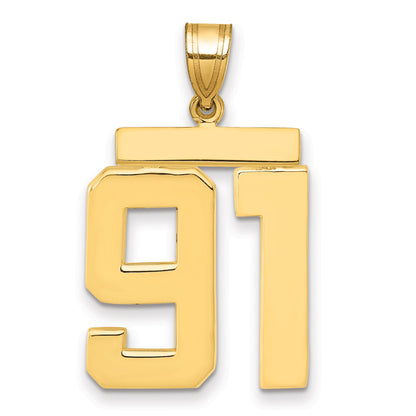 10K Yellow Gold Large Polished Number 91 Charm