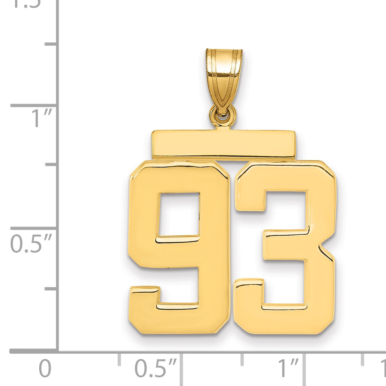 10K Yellow Gold Large Polished Number 93 Charm